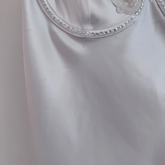 Victoria Secret Satin Bridal Slip Dress with Rhinestone sparkles and lace cups - Picture 4 of 8